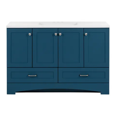 Cassidy 48-in Admiral Blue Single-Sink Vanity with White Cultured Marble Top