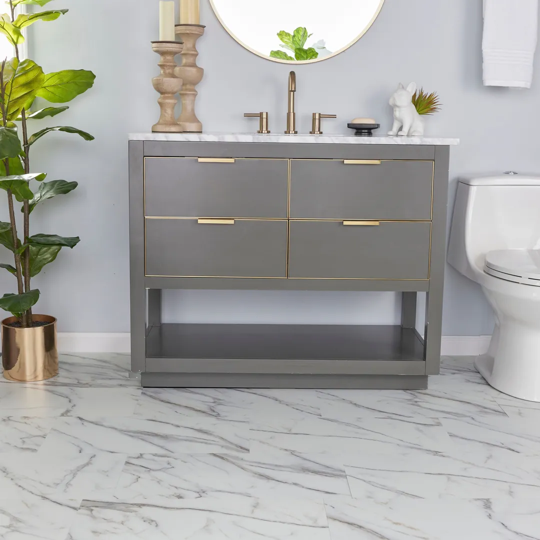 Lucida USA Gluecore Whitstone White 22-mil x 12-in W x 24-in L Waterproof Glue Down Luxury Vinyl Plank Flooring (36-sq ft/ Carton), photo 5 of 16
