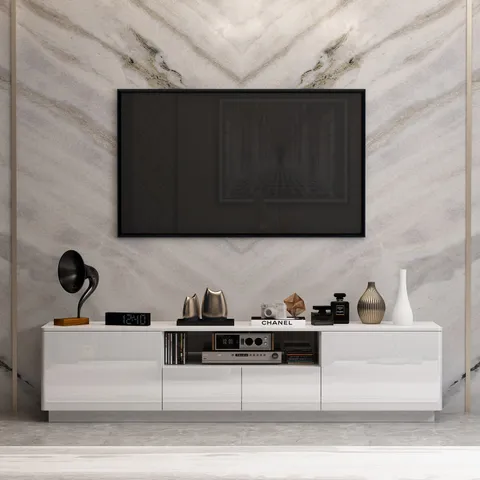 Modern TV Stand for 70-75 inch TVs with Large Storage 4 Drawers with Lights for Gaming