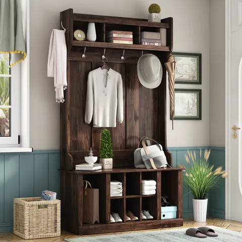 Modern 39.4-in Tiger Wood Hall Tree