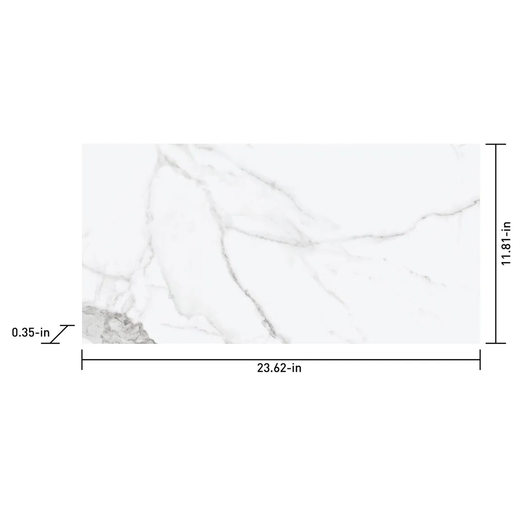 Satori Statuario 12-in x 24-in Polished Porcelain Marble Look Floor and Wall Tile (1.93-sq. ft/ Piece), photo 3 of 13