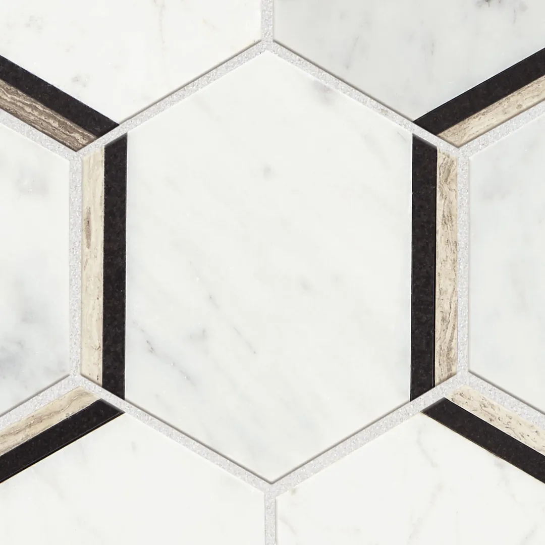 American Olean Genuine Stone Carrara 12-in x 15-in Polished Natural Marble Honeycomb Mosaic Floor and Wall Tile, photo 7 of 8