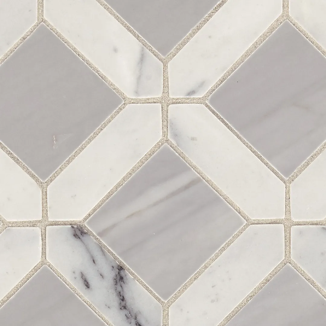 American Olean Genuine Stone White and Gray 12-in x 12-in Glazed Natural Marble Mosaic Floor and Wall Tile (1.08-sq ft), photo 4 of 8