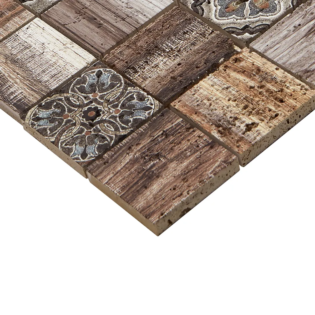 American Olean Genuine Stone Moroccan Natural Travertine Mosaic Wall Tile, 11 in x 11 in, photo 9 of 12