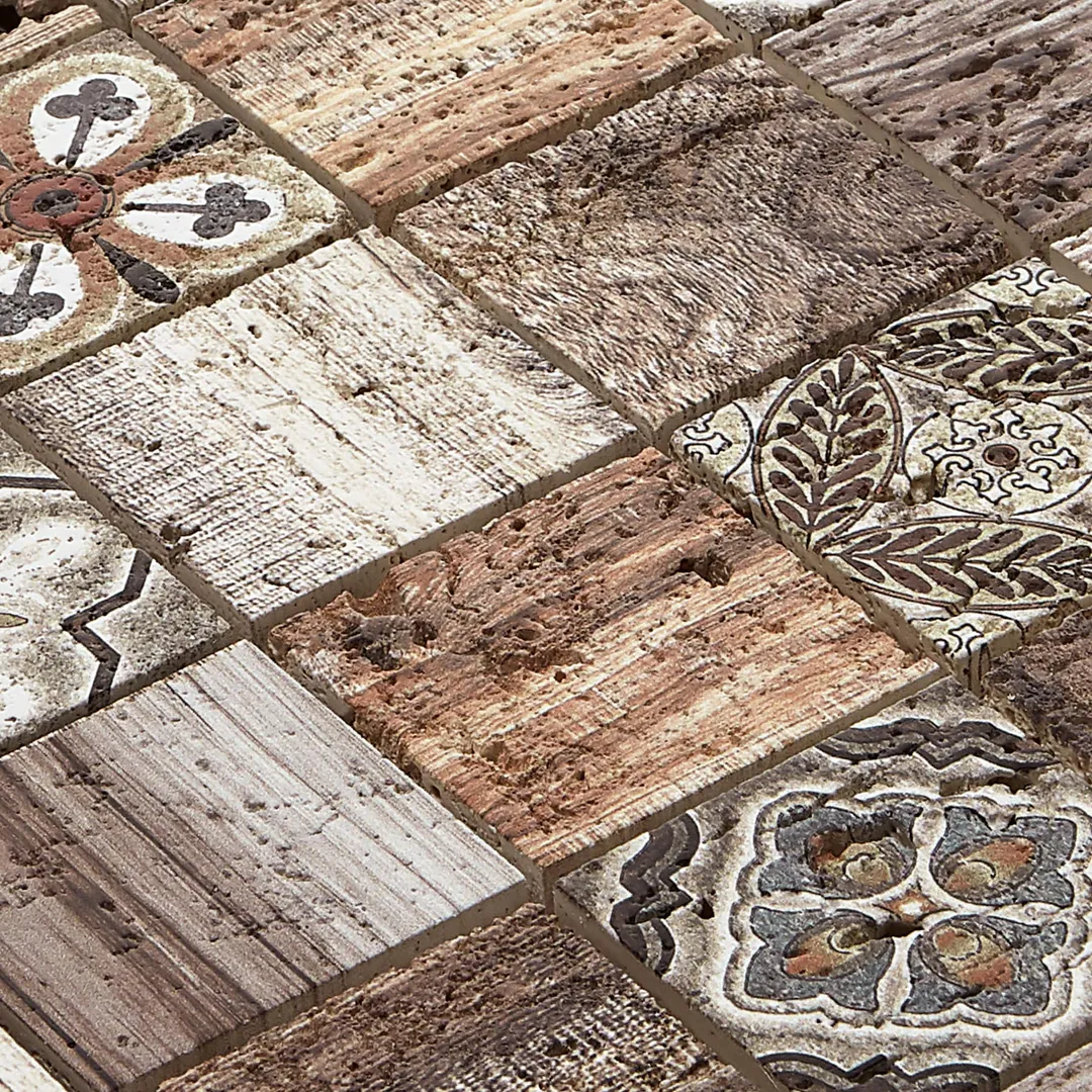 American Olean Genuine Stone Moroccan Natural Travertine Mosaic Wall Tile, 11 in x 11 in, photo 10 of 12