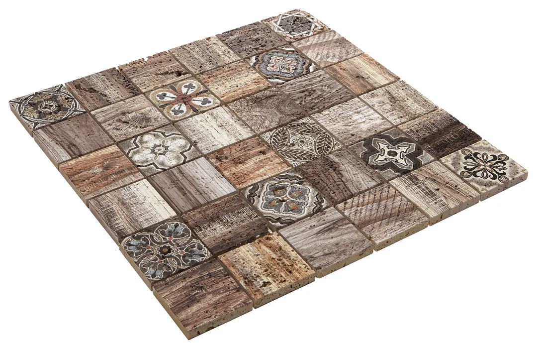 American Olean Genuine Stone Moroccan Natural Travertine Mosaic Wall Tile, 11 in x 11 in, photo 7 of 12