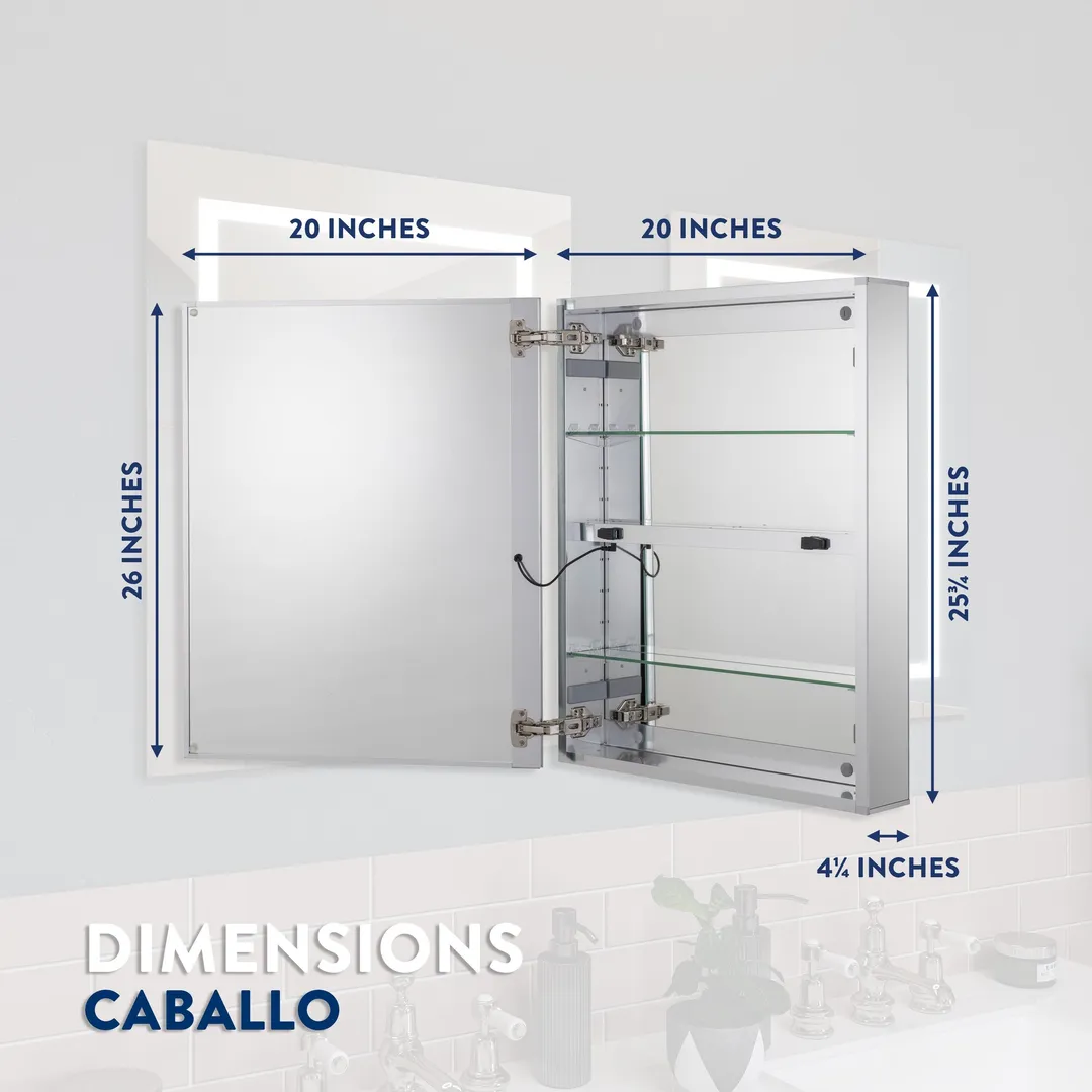 Croydex 20-in x 26-in Lighted LED Fog Free Surface/Recessed Mount Silver Mirrored Soft Close Medicine Cabinet with Outlet, photo 11 of 15