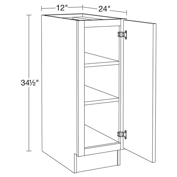 Home Decorators Collection Newport 12 in. W x 24 in. D x 34.5 in. H Assembled Plywood Full Height Door Base Kitchen Cabinet in Mythic Blue RH, photo 8 of 9