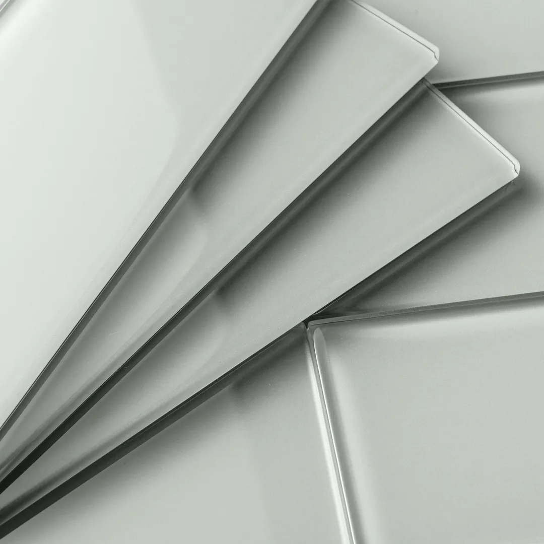 Giorbello (Sample) 4x12 glass subway tiles Light Gray 4-in x 12-in Glossy Glass Brick Subway Wall Tile, photo 3 of 5