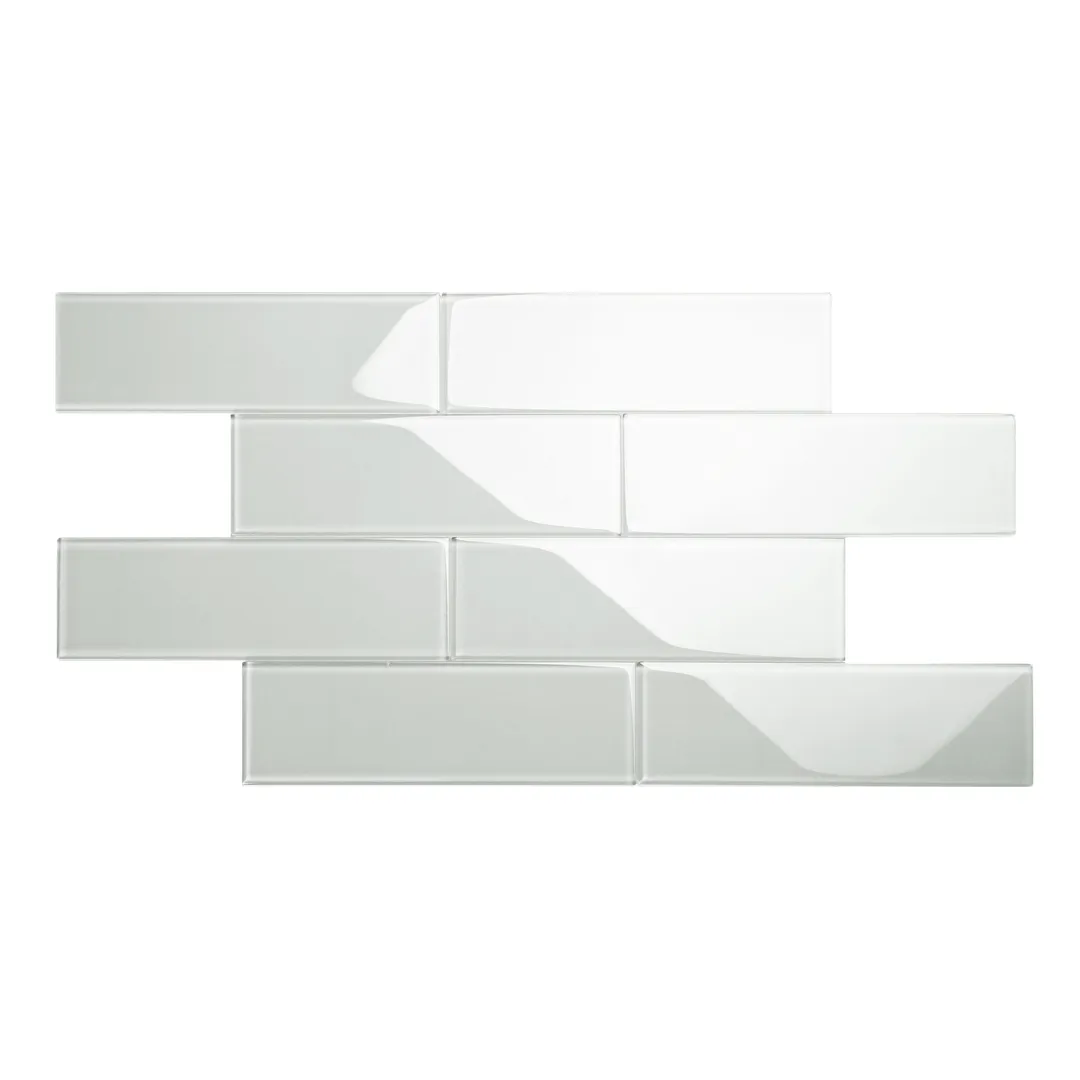 Giorbello Classic Premium Light Gray 4-in x 12-in Glossy Glass Subway Wall Tile (5-sq. ft/ Carton), photo 2 of 7