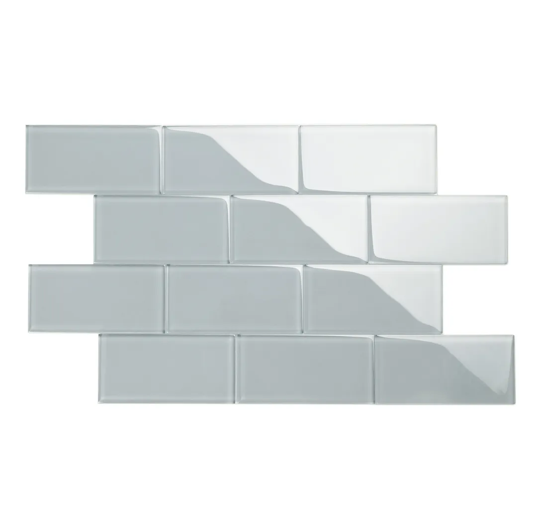 Giorbello Classic Premium True Gray 3-in x 6-in Glossy Glass Subway Wall Tile (5-sq. ft/ Carton), photo 2 of 7