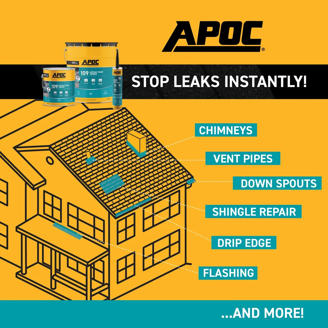 APOC 109 Fibered Waterproof Asphalt Roof Cement Sealant, 10-oz Tube, photo 8 of 8