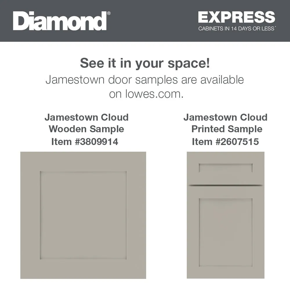Diamond Express Jamestown 36-in W x 30-in H x 12-in D Cloud Gray L-shaped Corner Wall Fully Assembled Plywood Cabinet (Recessed Panel Shaker Style), photo 5 of 7