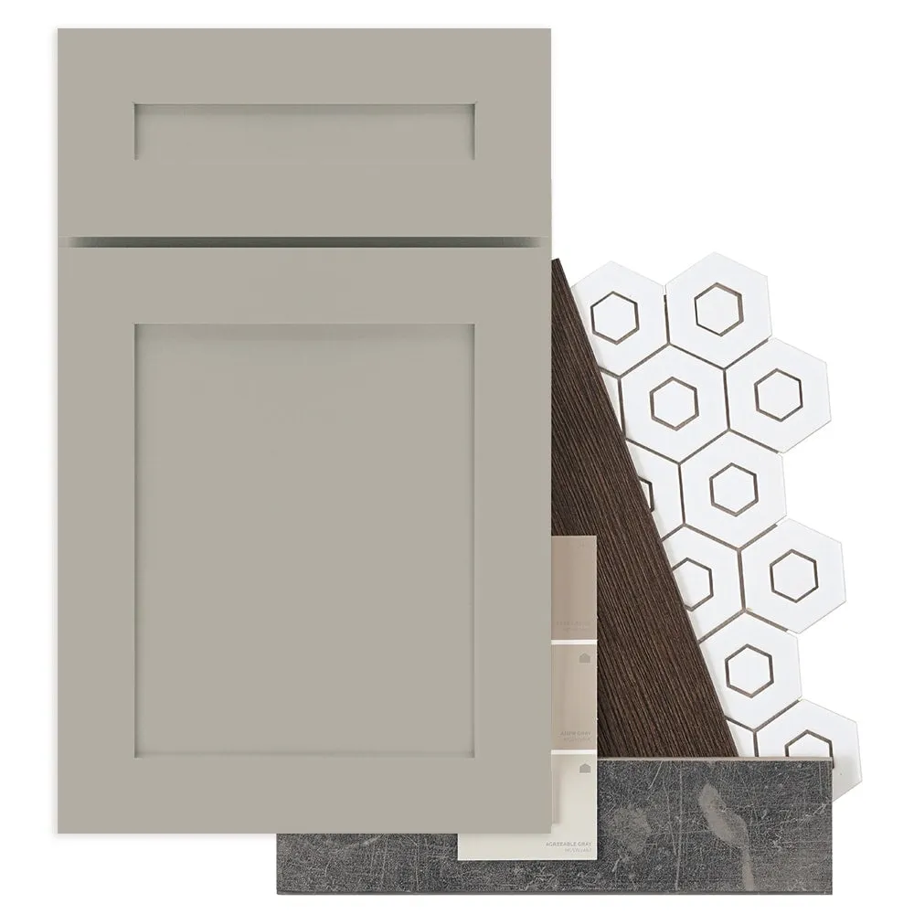 Diamond Express Jamestown 36-in W x 34.5-in H x 24-in D Cloud Gray Lazy Susan Corner Base Fully Assembled Plywood Cabinet (Recessed Panel Shaker Style), photo 6 of 8