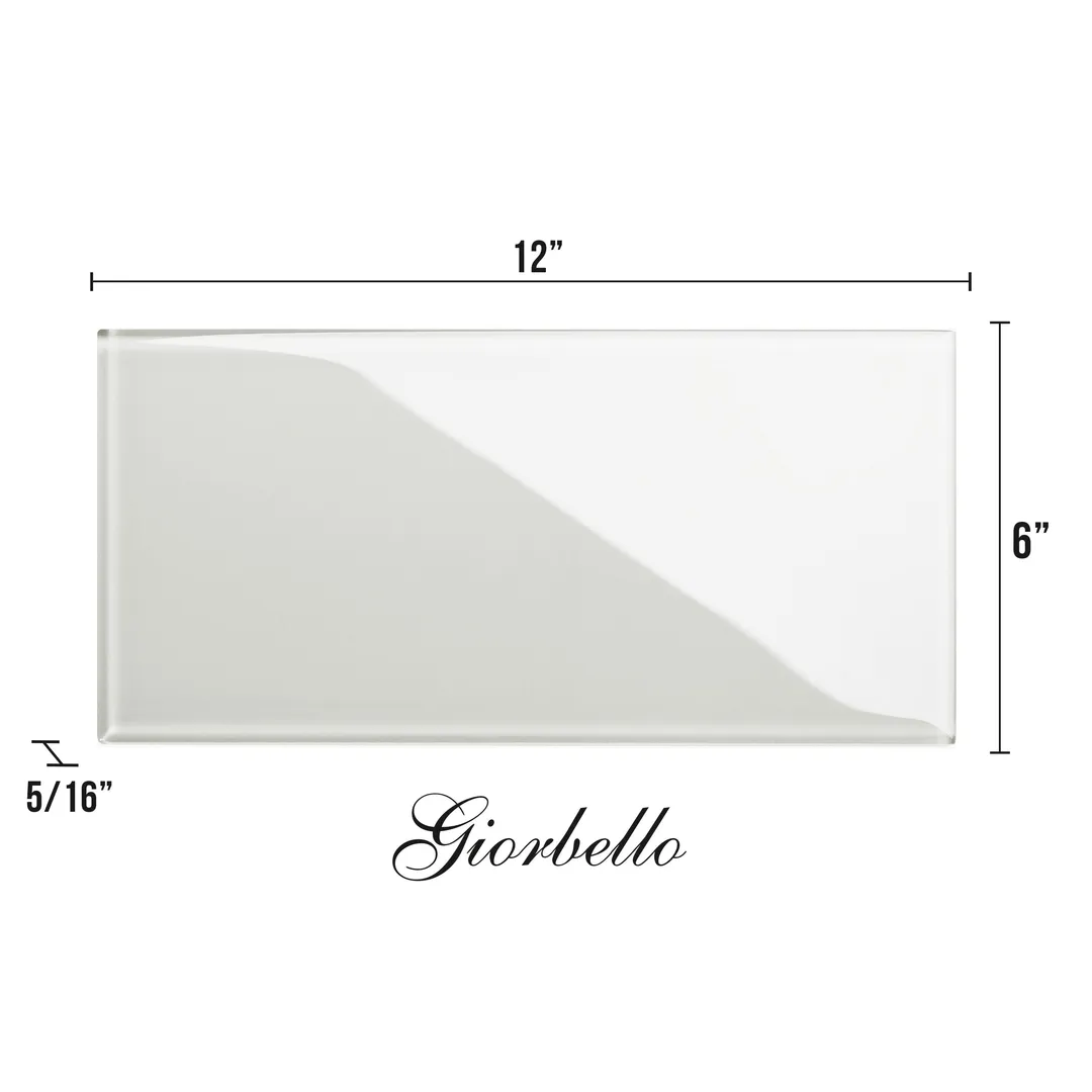 Giorbello Classic Premium Light Gray 6-in x 12-in Glossy Glass Subway Wall Tile (5-sq. ft/ Carton), photo 7 of 7