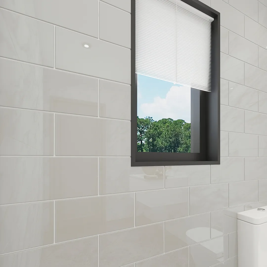 Giorbello (Sample) 6x12 glass subway tiles Light Gray 6-in x 12-in Glossy Glass Brick Subway Wall Tile, photo 3 of 5