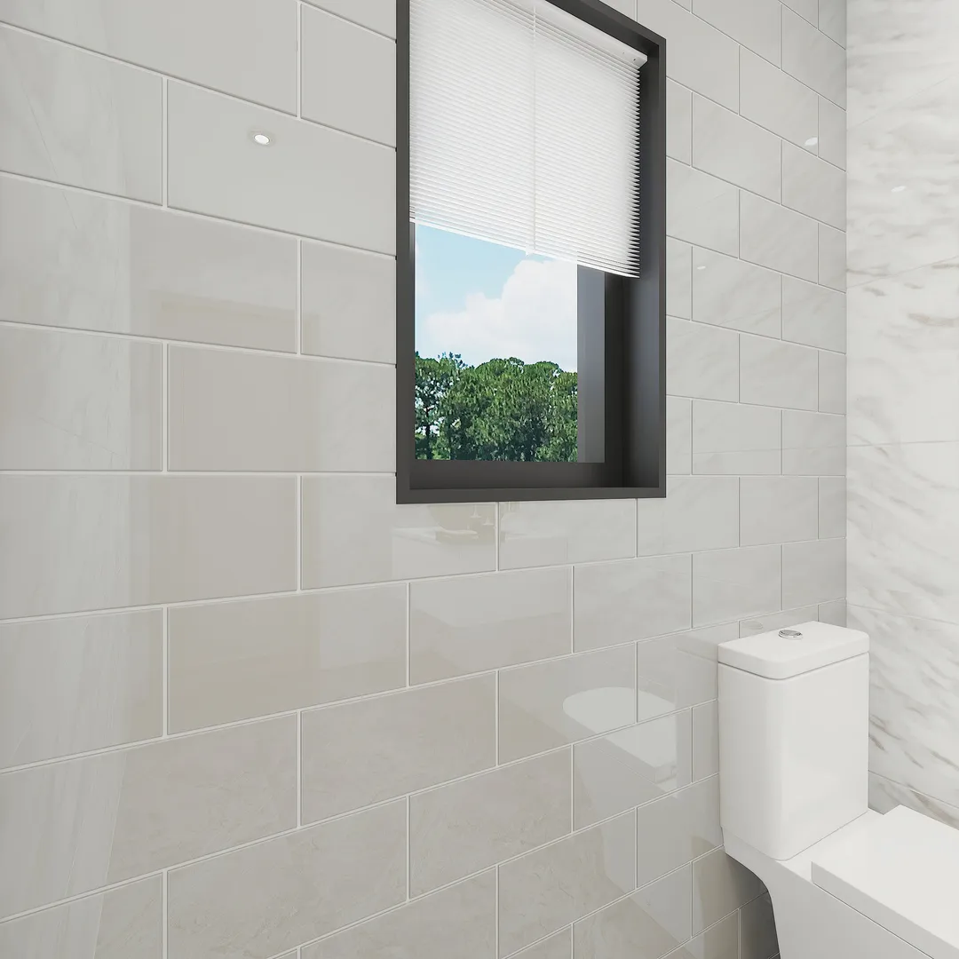 Giorbello Classic Premium Light Gray 6-in x 12-in Glossy Glass Subway Wall Tile (5-sq. ft/ Carton), photo 3 of 7