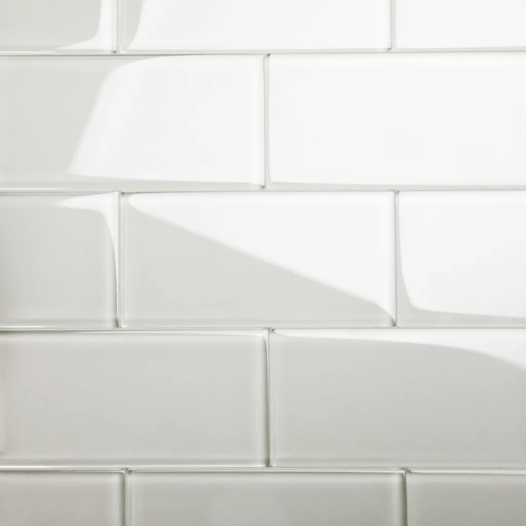 Giorbello (Sample) 6x12 glass subway tiles Light Gray 6-in x 12-in Glossy Glass Brick Subway Wall Tile, photo 2 of 5