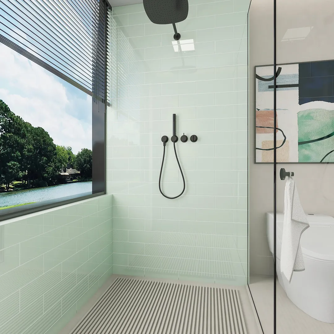 Giorbello Classic Premium Winter Sage 4-in x 12-in Glossy Glass Subway Wall Tile (5-sq. ft/ Carton), photo 4 of 7