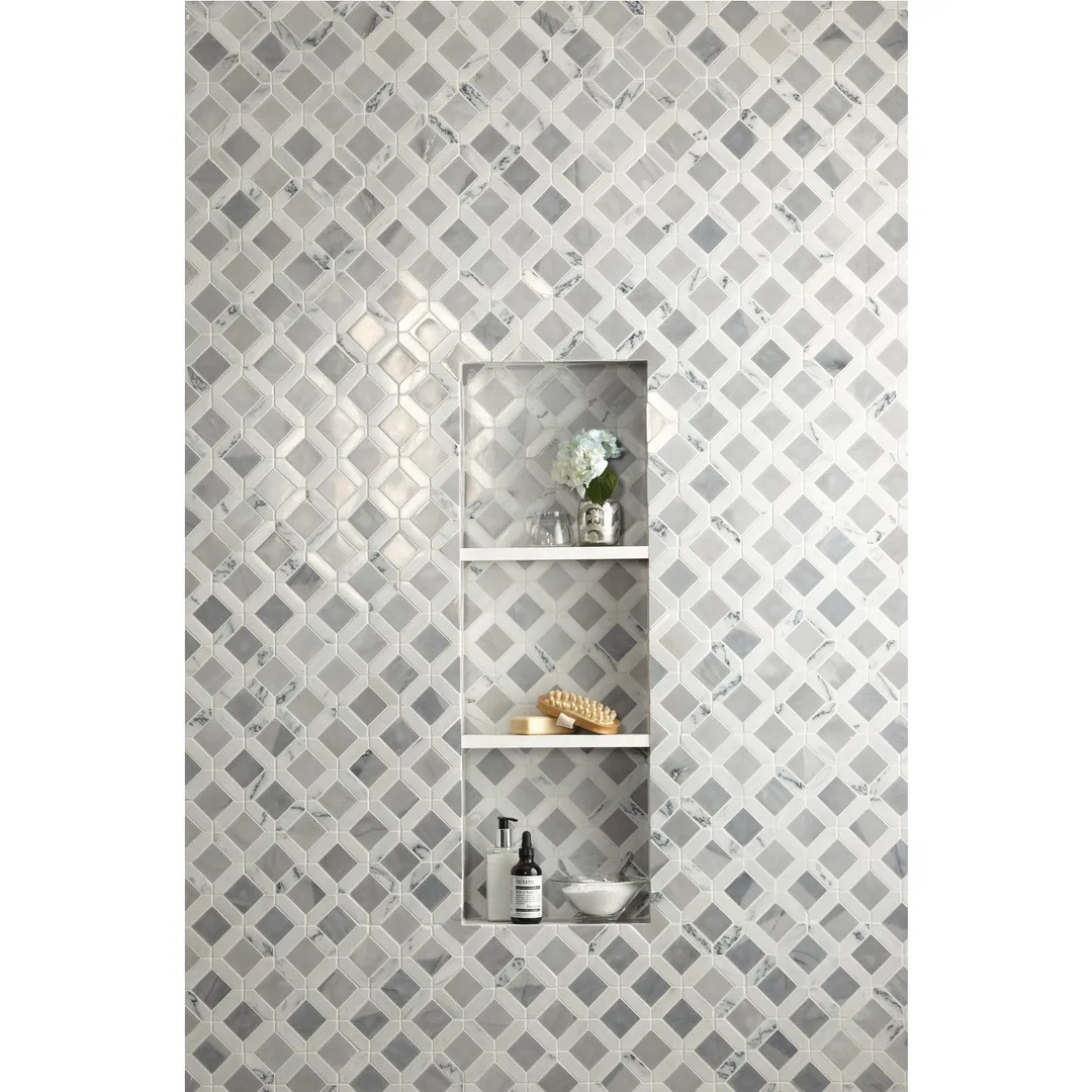 American Olean Genuine Stone White and Gray 12-in x 12-in Glazed Natural Marble Mosaic Floor and Wall Tile (1.08-sq ft), photo 8 of 8