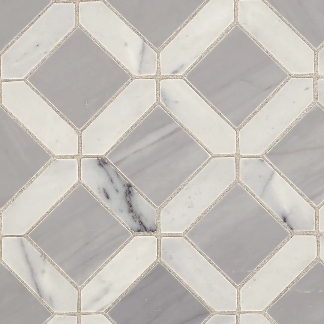 American Olean Genuine Stone White and Gray 12-in x 12-in Glazed Natural Marble Mosaic Floor and Wall Tile (1.08-sq ft), photo 3 of 8