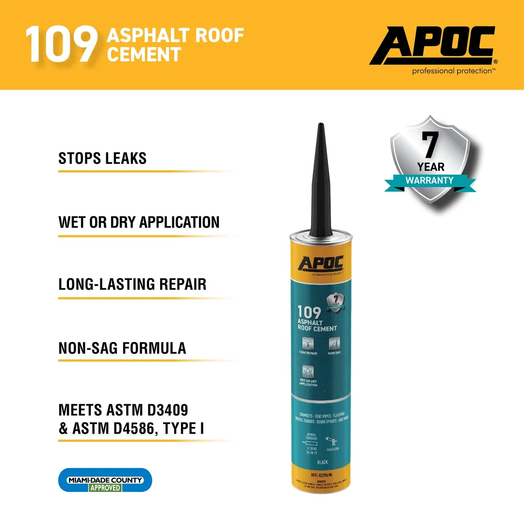 APOC 109 Fibered Waterproof Asphalt Roof Cement Sealant, 10-oz Tube, photo 5 of 8