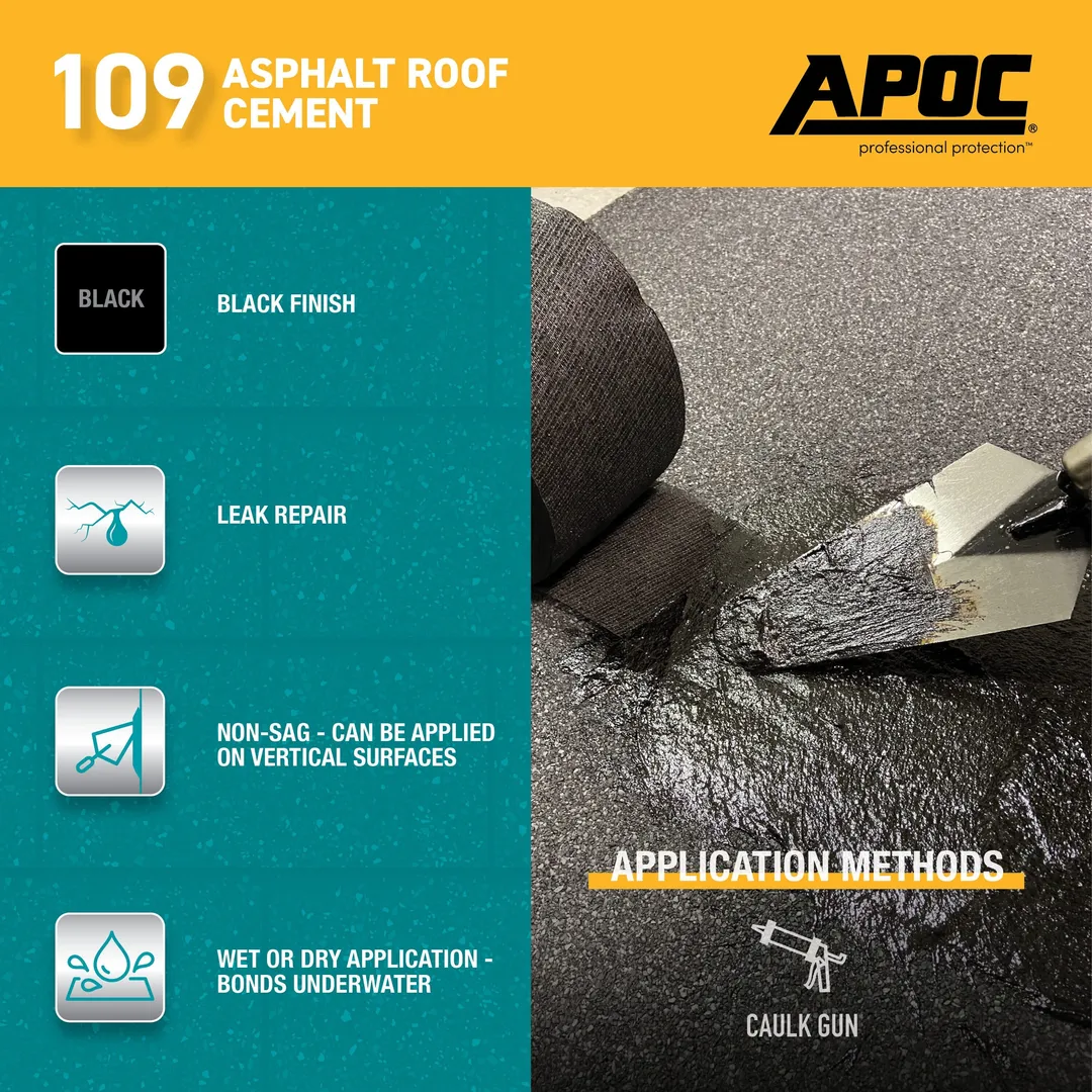 APOC 109 Fibered Waterproof Asphalt Roof Cement Sealant, 10-oz Tube, photo 7 of 8