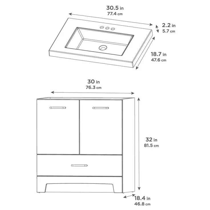 Stancliff 31 in. W x 19 in. D Bathroom Vanity in Elm Sky with Cultured Marble Vanity Top in White with White Sink, photo 6 of 9