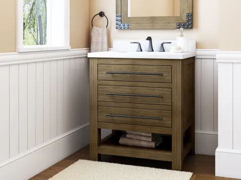 Kennilton 30-in Gray Oak Single Sink Bathroom Vanity with Gray Oak Engineered Stone Top