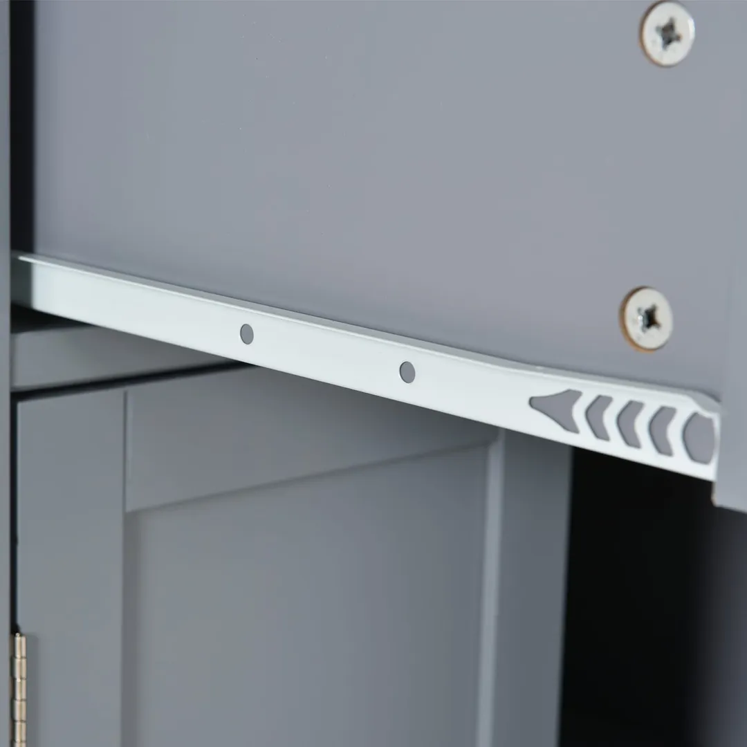 SINOFURN Gray Mdf Base with Wood Top Rolling Kitchen Cart (18.5-in x 54.33-in x 36.22-in), photo 7 of 20