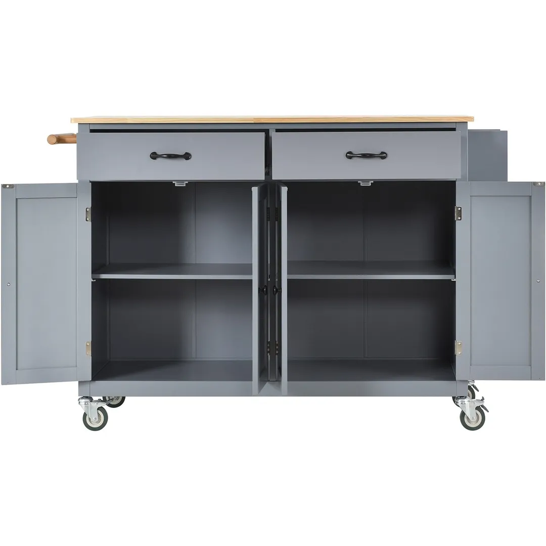 SINOFURN Gray Mdf Base with Wood Top Rolling Kitchen Cart (18.5-in x 54.33-in x 36.22-in), photo 10 of 20