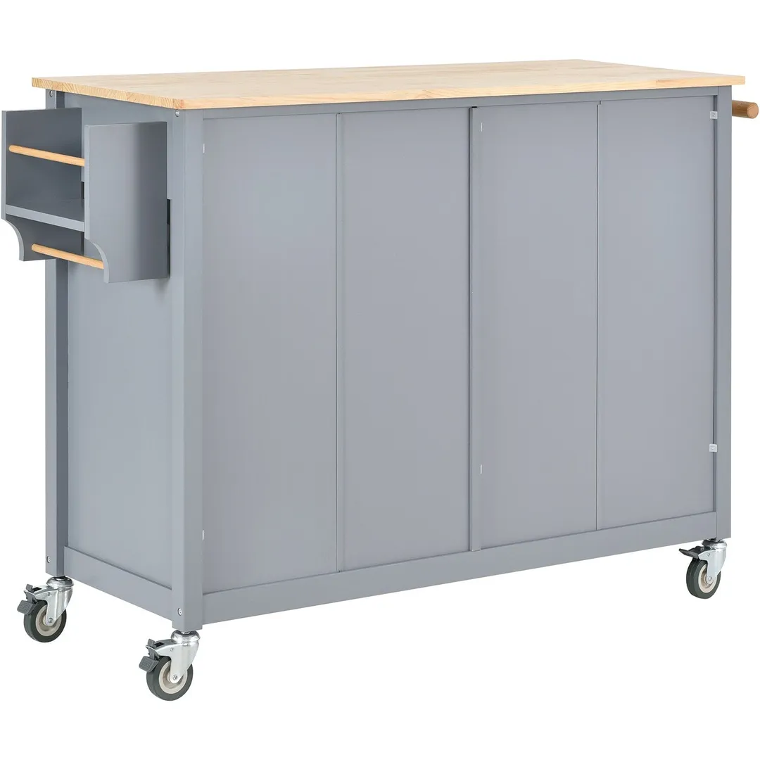 SINOFURN Gray Mdf Base with Wood Top Rolling Kitchen Cart (18.5-in x 54.33-in x 36.22-in), photo 3 of 20