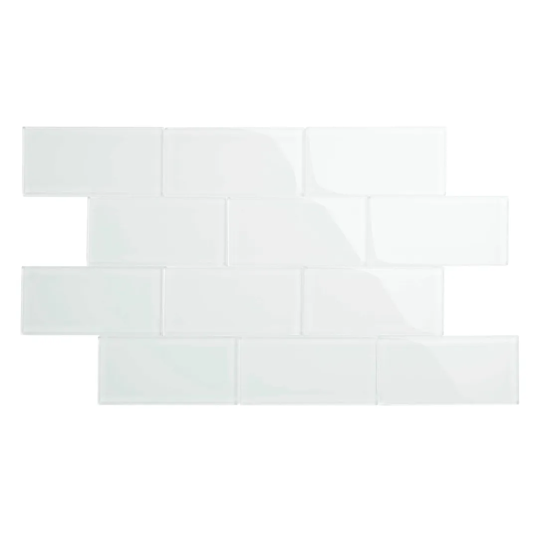 Giorbello Classic Premium Bright White 3-in x 6-in Glossy Glass Subway Wall Tile (5-sq. ft/ Carton), photo 2 of 7