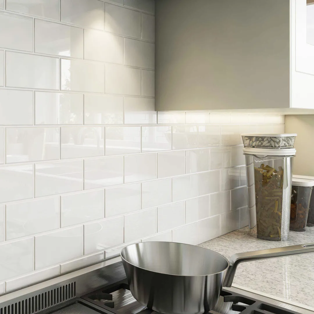 Giorbello Classic Premium Bright White 3-in x 6-in Glossy Glass Subway Wall Tile (5-sq. ft/ Carton), photo 4 of 7