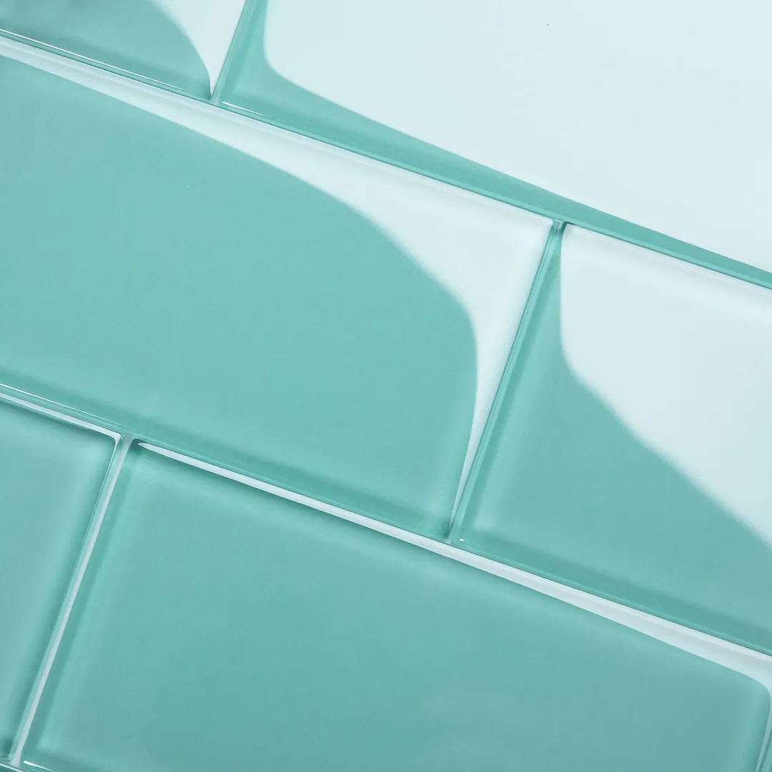 Giorbello (Sample) 3x6 Glass Subway Tiles Teal 3-in x 6-in Glossy Glass Brick Subway Wall Tile, photo 2 of 8