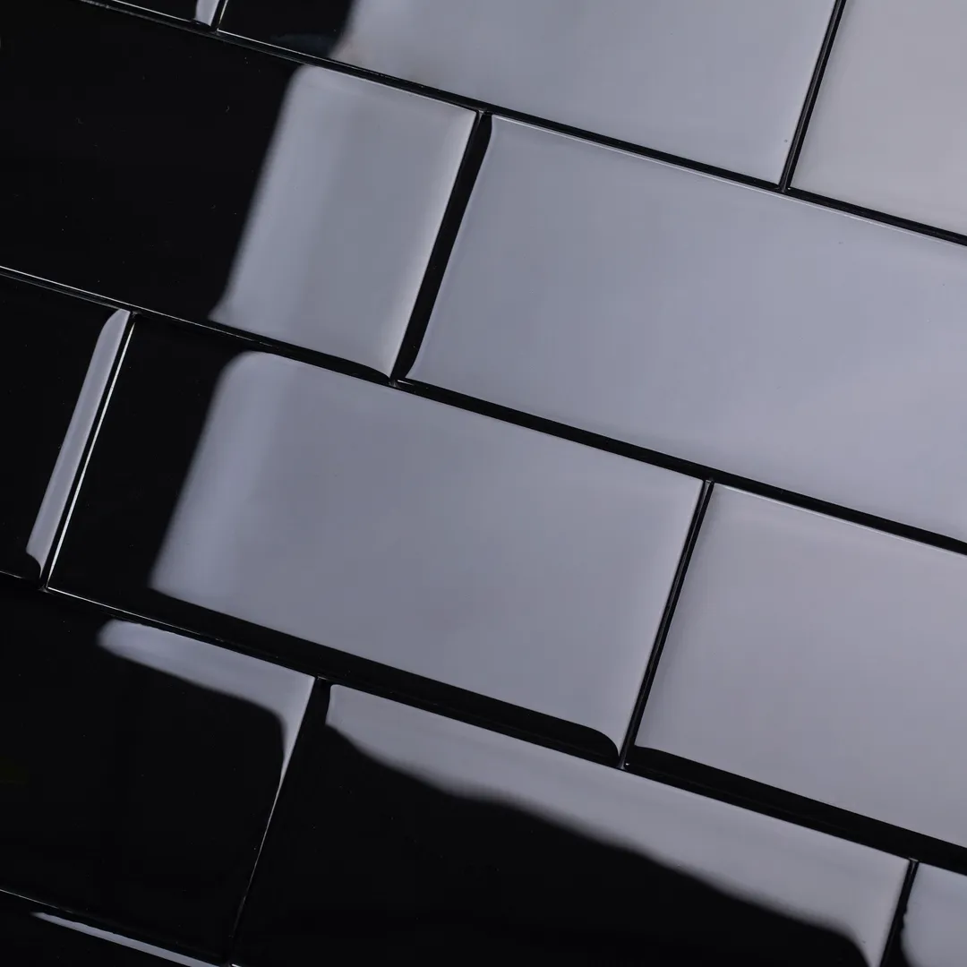 Giorbello (Sample) 3x6 Glass Subway Tiles Black 3-in x 6-in Glossy Glass Brick Subway Wall Tile, photo 2 of 5