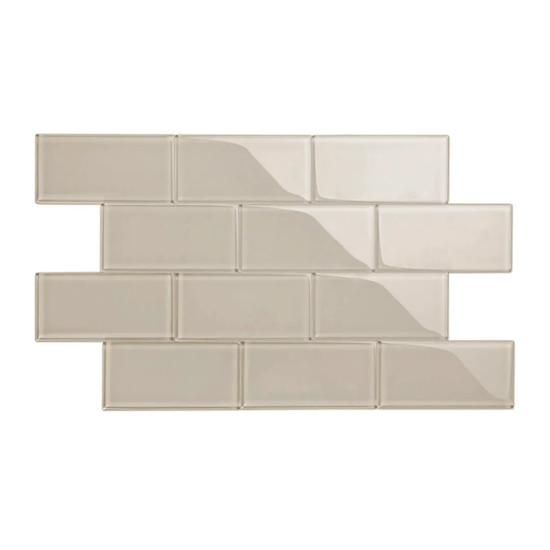 Giorbello Classic Premium Light Taupe 3-in x 6-in Glossy Glass Subway Wall Tile (5-sq. ft/ Carton), photo 2 of 7