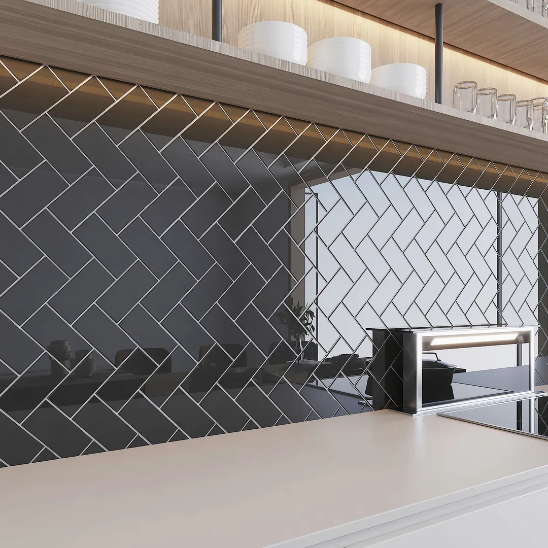 Giorbello Classic Premium Glass Subway Black 3-in x 6-in Glossy Glass Subway Wall Tile (5-sq. ft/ Carton), photo 3 of 7