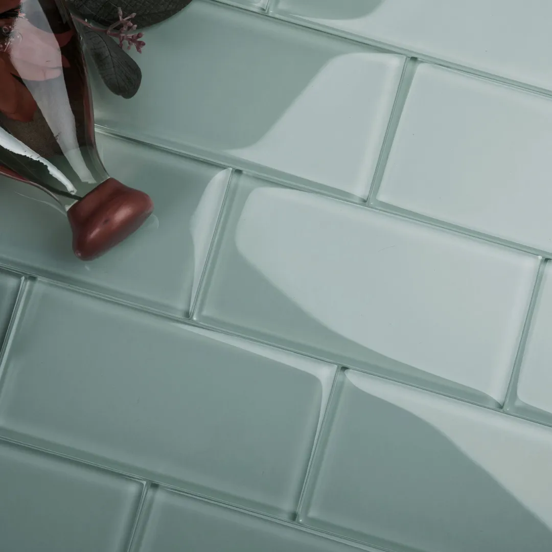 Giorbello (Sample) 3x6 Glass Subway Tiles Slate 3-in x 6-in Glossy Glass Brick Subway Wall Tile, photo 2 of 6