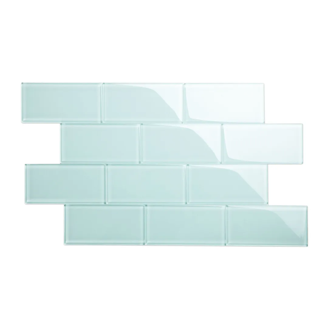 Giorbello Classic Premium Baby Blue 3-in x 6-in Glossy Glass Subway Wall Tile (5-sq. ft/ Carton), photo 2 of 7