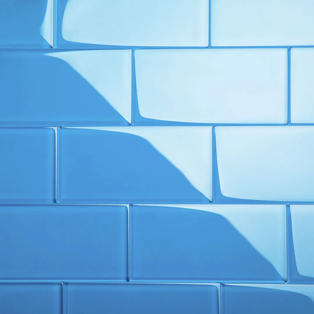 Giorbello (Sample) 3x6 Glass Subway Tiles Blue 3-in x 6-in Glossy Glass Brick Subway Wall Tile, photo 2 of 6