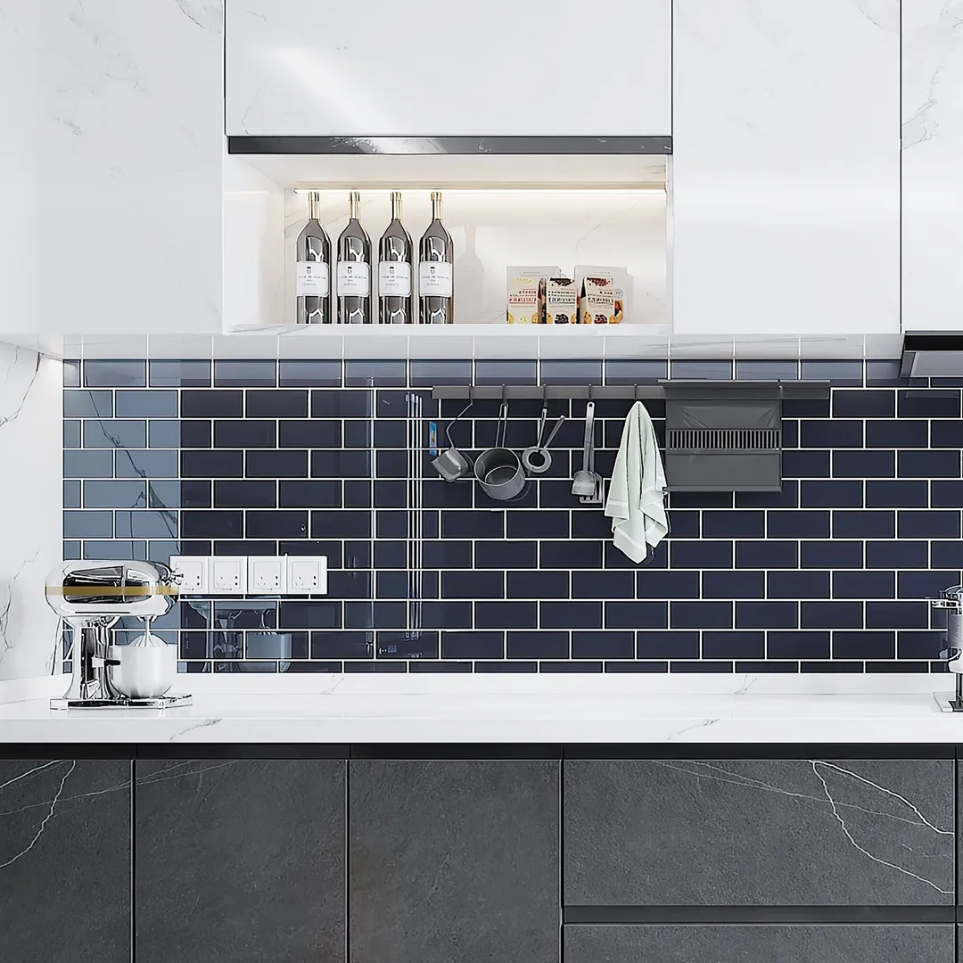 Giorbello Classic Premium Midnight Blue 3-in x 6-in Glossy Glass Subway Wall Tile (5-sq. ft/ Carton), photo 5 of 7