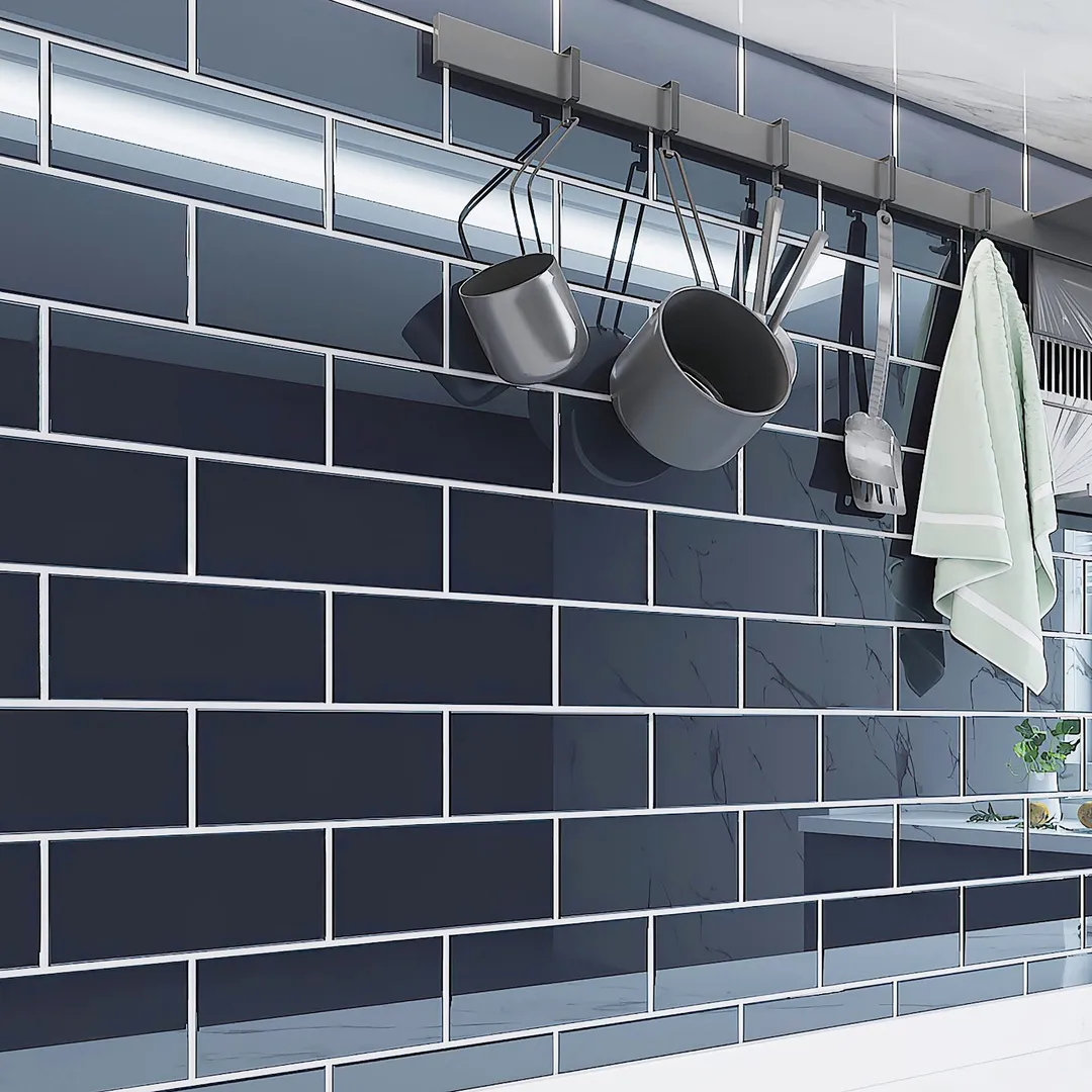 Giorbello Classic Premium Midnight Blue 3-in x 6-in Glossy Glass Subway Wall Tile (5-sq. ft/ Carton), photo 3 of 7