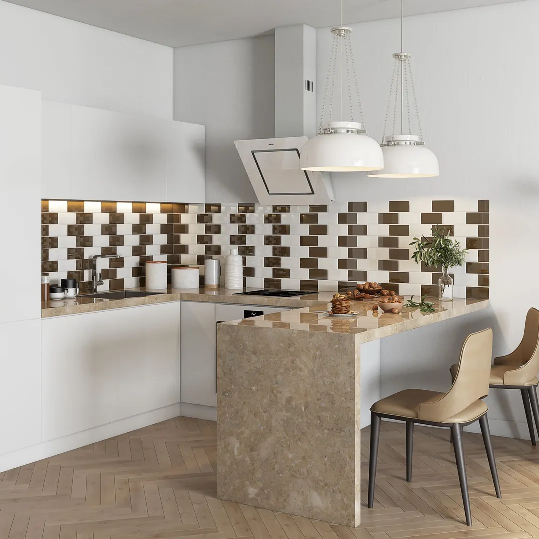 Giorbello (Sample) 3x6 Glass Subway Tiles Classic Brown 3-in x 6-in Glossy Glass Brick Subway Wall Tile, photo 4 of 6