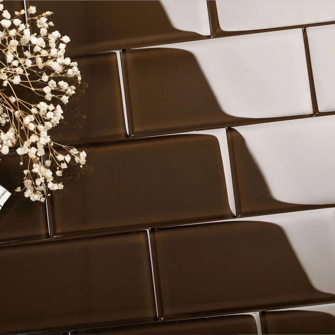 Giorbello Classic Premium Classic Brown 6-in x 12-in Glossy Glass Subway Wall Tile (5-sq. ft/ Carton), photo 3 of 7