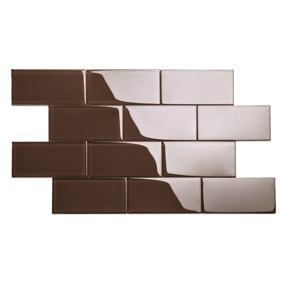 Giorbello Classic Premium Classic Brown 3-in x 6-in Glossy Glass Subway Wall Tile (5-sq. ft/ Carton), photo 2 of 7