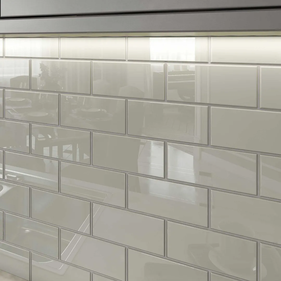 Giorbello (Sample) 3x6 Glass Subway Tiles Light Gray 3-in x 6-in Glossy Glass Brick Subway Wall Tile, photo 3 of 5