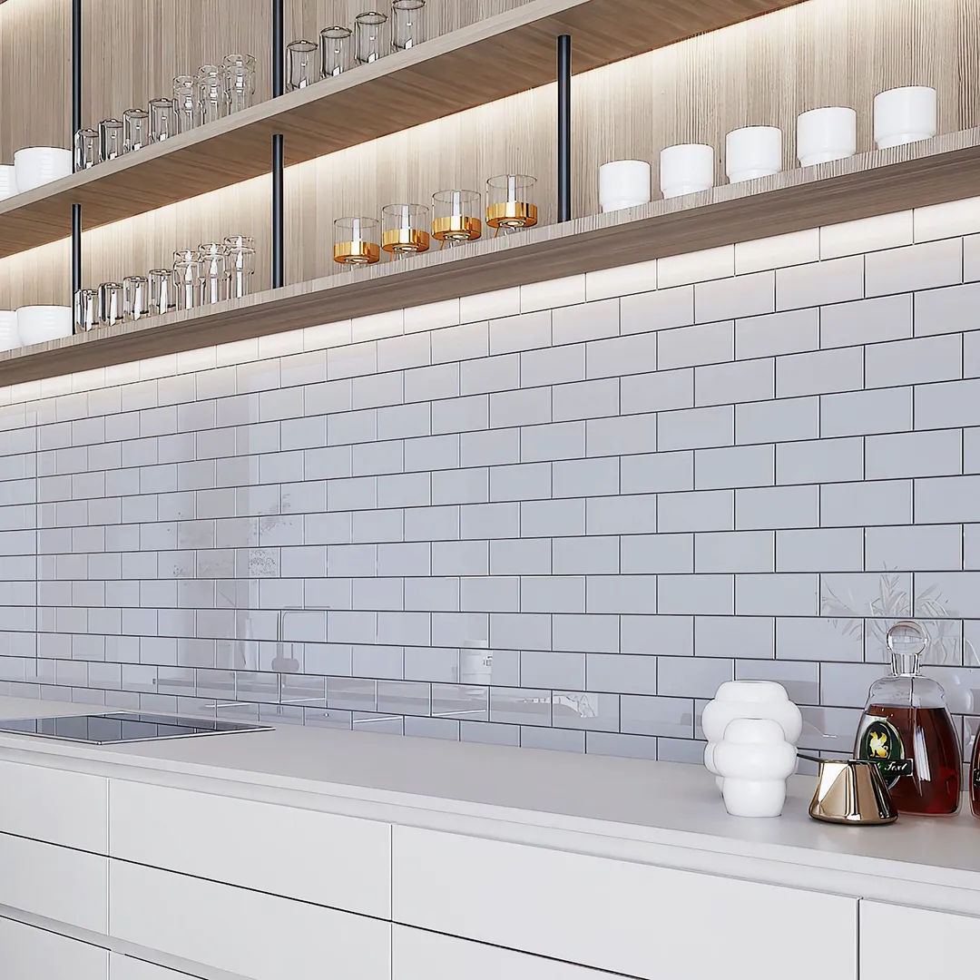 Giorbello Classic Premium Lavender Gray 3-in x 6-in Glossy Glass Subway Wall Tile (5-sq. ft/ Carton), photo 4 of 7