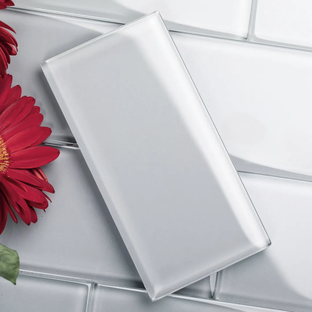 Giorbello (Sample) Glass Subway Lavender Gray 3-in x 6-in Glossy Glass Wall Tile, photo 3 of 6