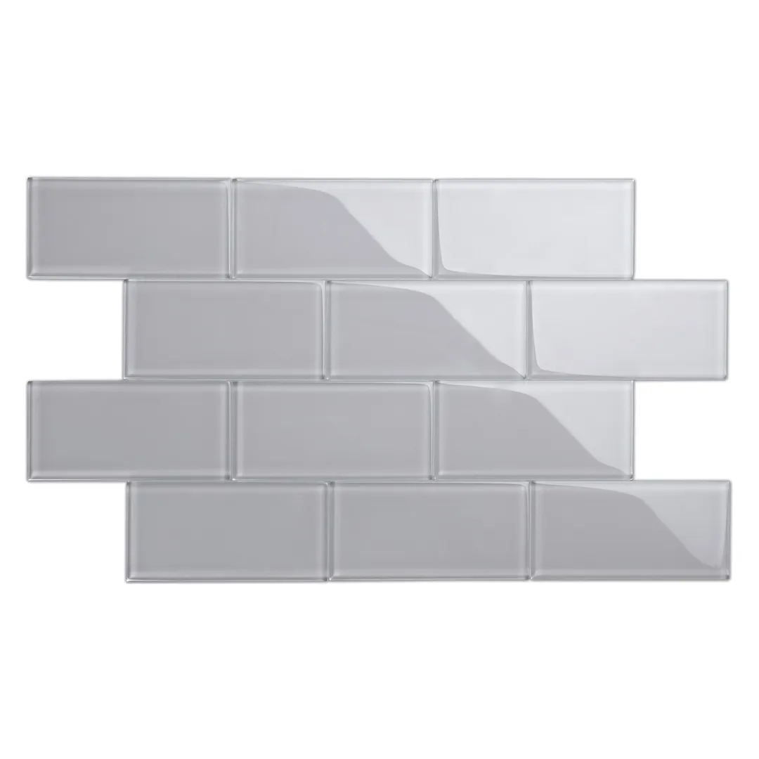 Giorbello Classic Premium Lavender Gray 3-in x 6-in Glossy Glass Subway Wall Tile (5-sq. ft/ Carton), photo 2 of 7